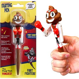 Kamhi World Farting Poop Pen with Punching Arms - Easter Basket Stuffers, Silly Gag Gift & Interactive Toy Makes Funny Fart & Action Sound with Every Punch (Karate)