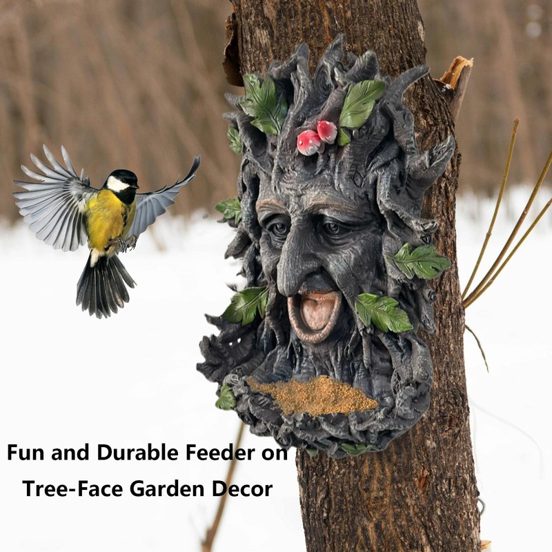 Tree Face Sculpture, Funny Old Man Tree Hugger Statue, Creative