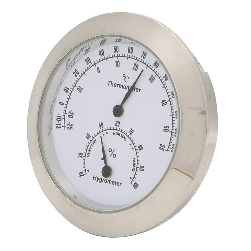 Round Hygrometer, Portable Exquisite Hygrometer, for Guitar Violin(Silver, 12)
