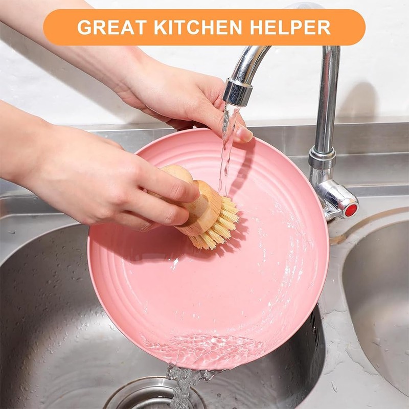 NYGHMY 12 Pack Eco-Friendly Dish Scrub Brushes - Wooden Kitchen