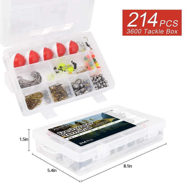 MadBite Professional Freshwater Terminal Tackle Kits, 214pcs Fishing Tackle with