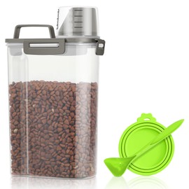 TBMax Small Dog Food Storage Container 3 Qt with Cat Food Can Cover and Mixing Spoon, Portable Travel Pet Food Dispenser with Large Spout and Cup