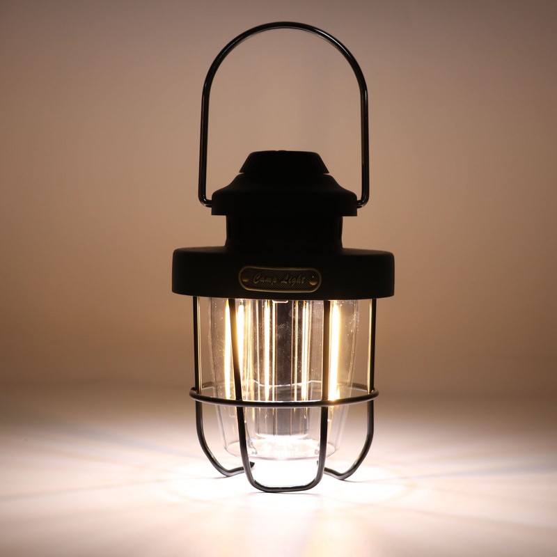 Retro LED Camping Lantern Portable Multifunctional Rechargeable Tent Light for