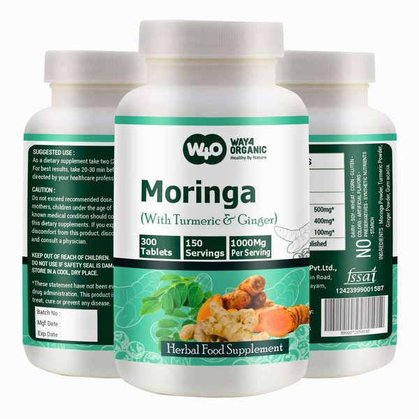 Moringa Tablets with Turmeric and Ginger, 300 Pills, 5 Month
