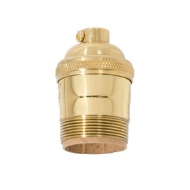 B&P Lamp® Heavy Turned Brass Keyless Sockets, Polished and Lacquered Finish, Keyless (No Switch), Uno Thread Shell