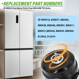 800402 SP-B9HS16 Fan Motor Compatible with True Refrigerators GEM GDM STM TMC TSSGEM GDM T STM TMC TSS GDIM TBB TRCB TS TSSU TUC Series, 830037 Evaporator Fan Motor, 1550 RPM 115V 60HZ 9W AC