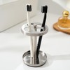 Brushed 18/8 Stainless-Steel Toothbrush Holder Stand: Rustproof Bathroom Countertop Organizer,