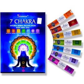 Divine Magick 7 Chakra Incense Sticks – 15g x 7 Pack Multipack | Sandalwood & Herbal Joss Sticks | Chakra Incense for Meditation, Yoga, Relaxation | Works with Holder | Hand-Rolled in India