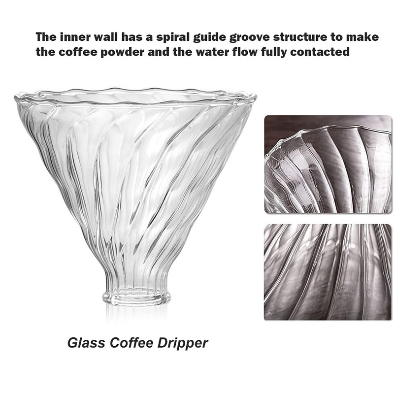 Pour Over Coffee Maker Set – Includes Glass Coffee Dripper,