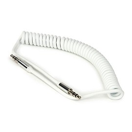 Buddee Coiled Aux Auxiliary 3.5mm Cable Car Stereo 1.5m Audio Lead Cord Male WHT