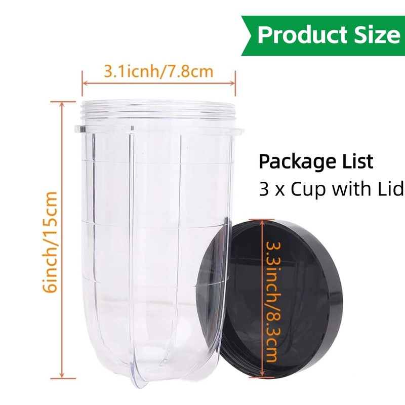 Felenny 3 Pack 46ml Replacement Parts Cup with Lid 250W