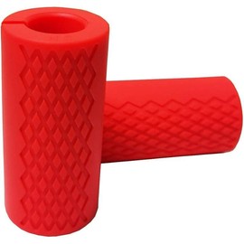 Pull Up Bar Thick Bar Adapter, Weight Grip Bar Fit for Standard Barbell - Dumbbell Handle Grips, Silicone Rubber Barbell Grips for Weight Lifting Cable Attachments & Fitness Training - Color: Red