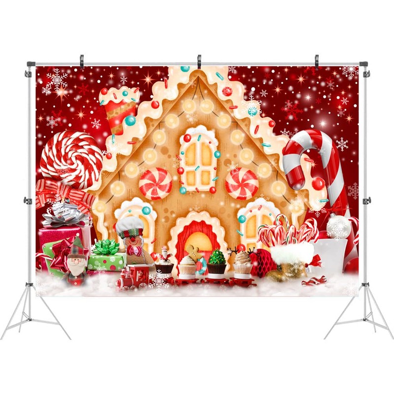 Ticuenicoa 7x5ft Christmas Gingerbread House Backdrop for Photography Winter Merry