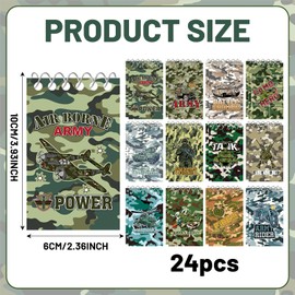 YYMYMGJ 24 Packs Military Camo Mini Spiral Notebooks, Camouflage Army Pocket Notepads Journal Memo Pads for Birthday Party Favors Gifts Goodie Bag Office School Classroom Rewards