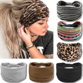 VENUSTE VENUSTE Wide Headbands for Women's Hair, Boho Fashion Knotted Head Bands for Adult Women Hair Accessories, 6PCS
