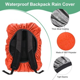 M METERXITY Waterproof Backpack Rain Cover, 65L-75L Waterproof Backpack Cover, Bag Rain Cover with a Vertical Reflective Strap for Hiking/Biking/Camping/Outdoor Traveling [Orange]