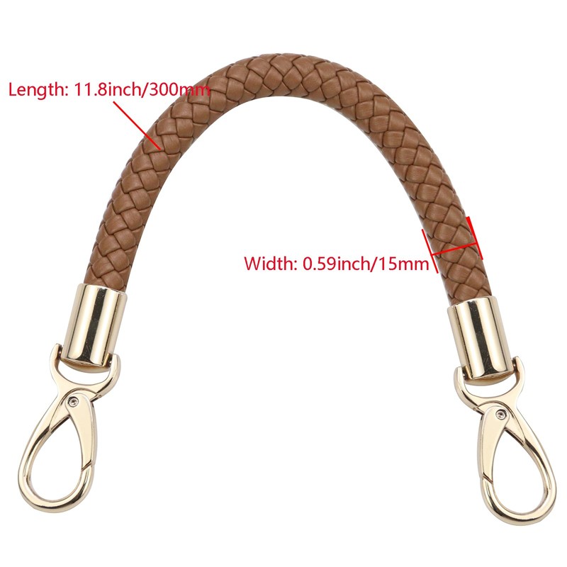 Nicerity PU Leather Braided Purse Strap 11.8inch Replacement Handle Short