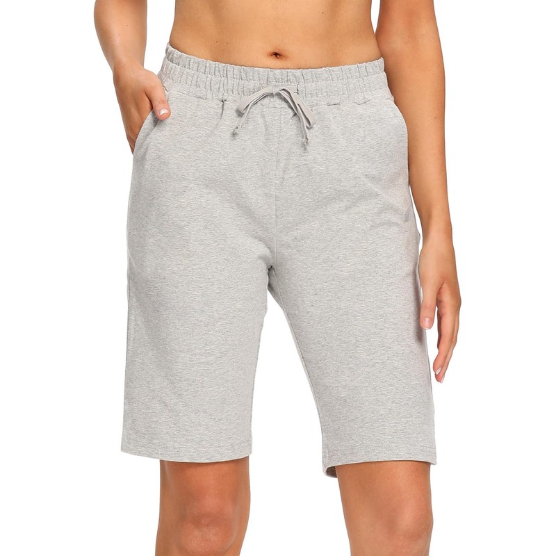 EZRUN Bermudas para mujer con bolsillos, Pantalones para correr., gris,