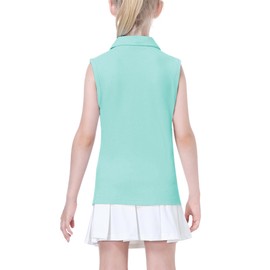 EXARUS Girls' Golf Sleeveless Shirts Polo Tennis Kids V-Neck Athletic Workout Tank Tops UPF 50+ Moisture Wicking Quick Dry Moon Orchid 12 Years