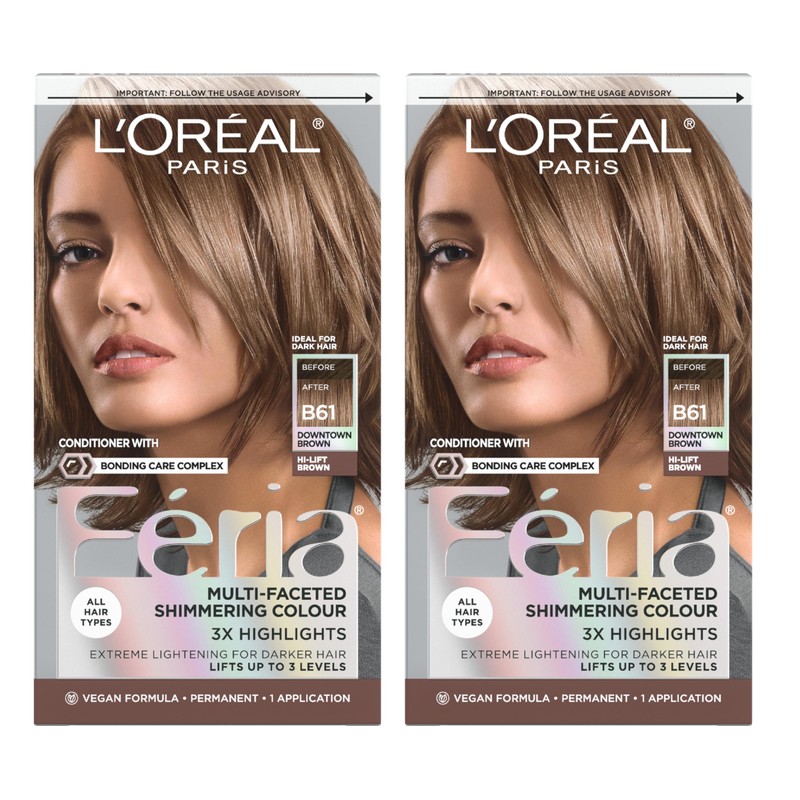 L'Oreal Paris Feria Multi-Faceted Shimmering Permanent Hair Color, B61 Downtown