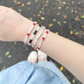 KELITCH Women Tila Bracelets Miyuki Beads Bracelets Colorful Stretch Bracelets Mixed Friendship Bracelets (Red 05I)