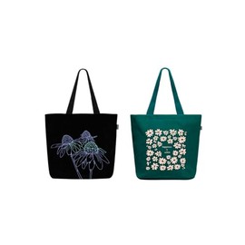 Eco Right Women's Canvas Bag, Shopper Large Beach Bag with Zip, Shopping Bag, Tote Bag, Perfectly Pachy & Night Garden, Unit size, Utility