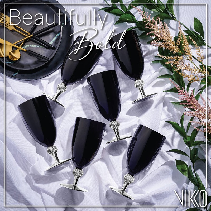 Vikko Décor Black and Silver Goblets | Large 18 Ounce
