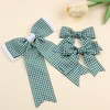 JOYFUNFABU 3Pcs Green White Gingham Hair Bow with Long Tail