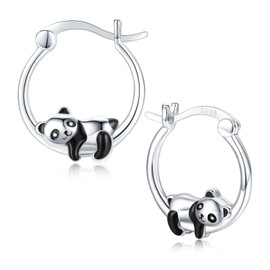 Animal Hoop Earrings, S925 Silver, Panda, Koala, Raccoon, Snail, Rabbit, Hummingbird, Dolphin, Animal Cuff Hoop Earrings for Women, Girls, Daughter, Children, Silver