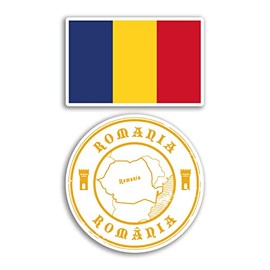 2 x 10cm Wide Vinyl Stickers Romania - Romanian Map Holiday Adventure Travel Country Scrapbooking Gift #78664