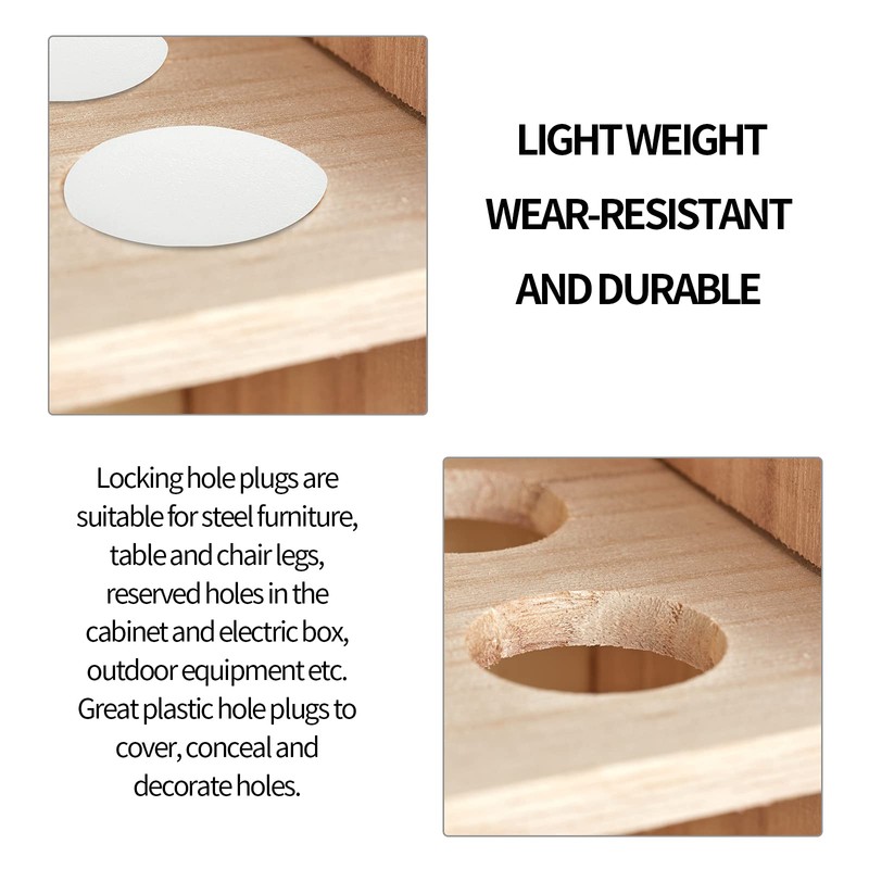 Uenhoy 100 Pcs 5/16" Plastic Hole Plugs, White Flush Type