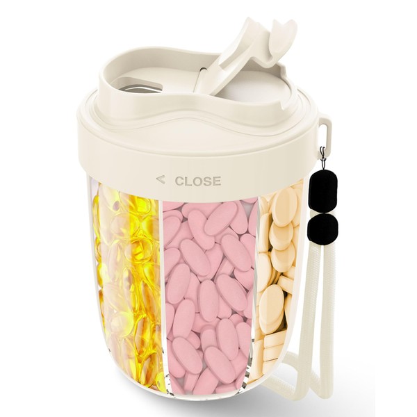 Pill Organizer,Supplement Organizer with 7 Compartments,Anti-Mix Medicine dispenser,with Wide Openings