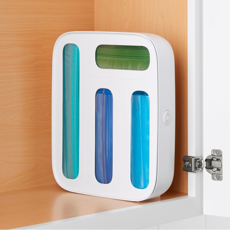 StoraBag Drawer Food Bags Dispenser, 4-Slot, Plastic Sandwich Bag Organizer