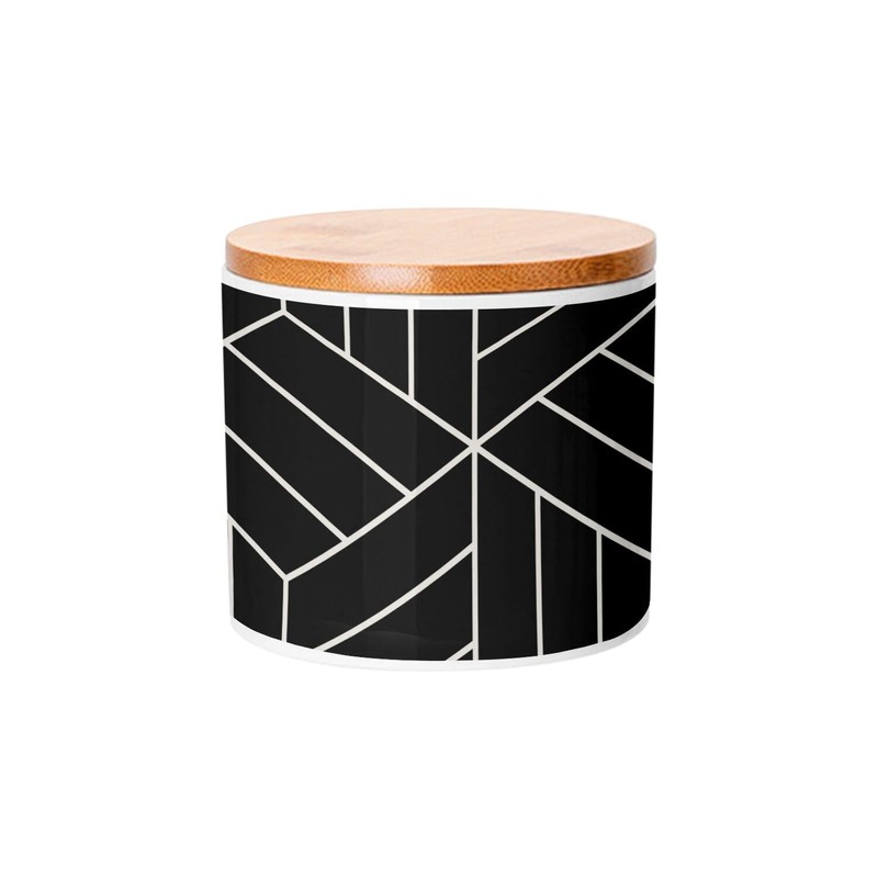 Fabulous Ceramic Jar with Lid Bamboo - Geometric Cube Pattern