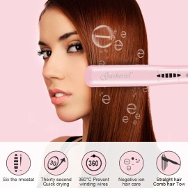 Electric Hair Straightener Brush Straightening Curler Hot Comb Adjustable Heat