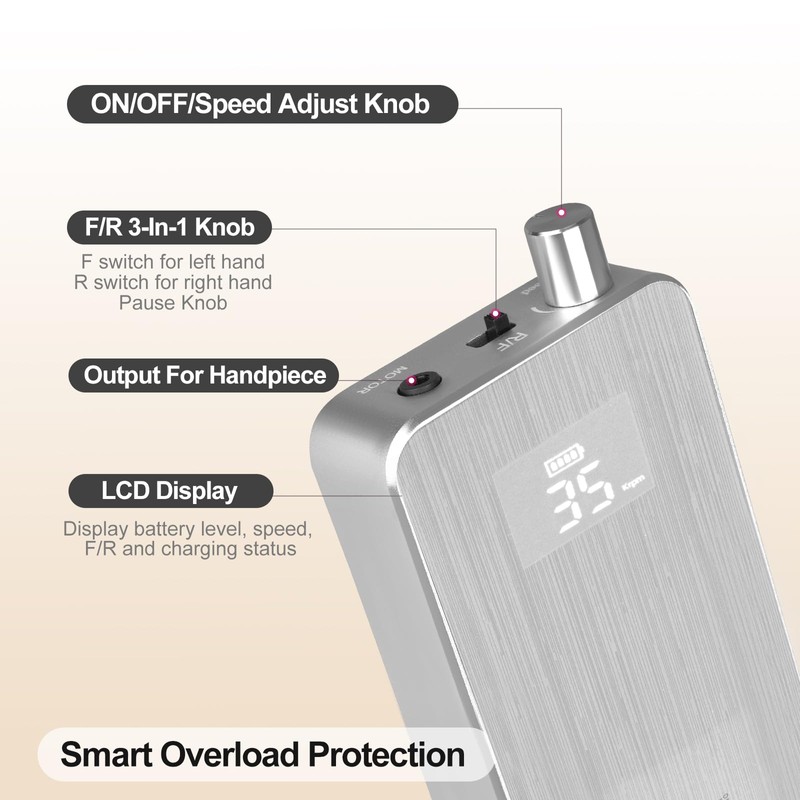 Professional Nail Drill Machine, 2-in-1 AZ GOGO 35000RPM Rechargeable Portable