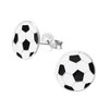 Black and White Football Sterling Silver Stud Earrings - Size: