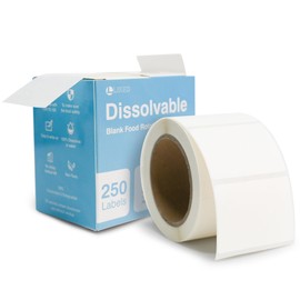 L LIKED 40 x 30mm Blank White Dissolvable Labels for Food Rotation Prep (250 Labels, 1 Roll)