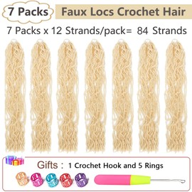 Faux Locs Crochet Hair 30 Inch 7 Packs Soft Locs Long Crochet Locs Goddess Locs Natural Synthetic Pre looped Crochet Braids For Butterfly Locs Crochet Hair Blonde (30 Inch (Pack of 7), 613#)