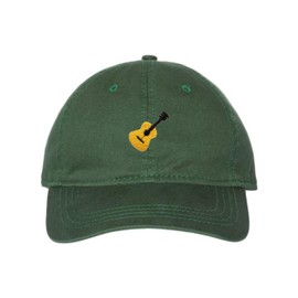 Go All Out One Size Dark Green Deluxe Dad Acoustic Guitar Embroidered Deluxe Dad Hat