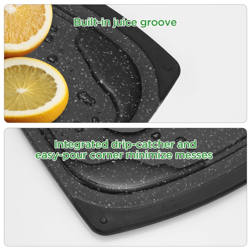 Romon Schneidebrett Kunststoff, 2 Stücke Schneidebretter Rutschfeste Griffe Cutting board,