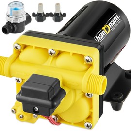 [2025 Upgraded] RV Fresh Water Pump, 12V DC Water Pump, 6GPM 70PSI Self-Priming Diaphragm Pump with Pressure Switch and Strainer for RV, Marine, Yacht, Caravan