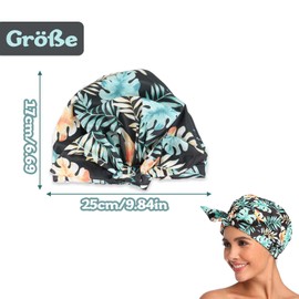 Women's Shower Cap, Elastic Shower Cap, Waterproof Reusable Shower Caps, Suitable for All Types of Long Hair, Adjustable for Most Head Sizes