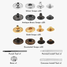 Mandala Crafts Metal Snap Button Kit - Snap on Buttons & Snap Fastener Tool - Size 24 Metal Snaps Buttons Snap Closures Sewing Snaps for Clothing Leather Crafting