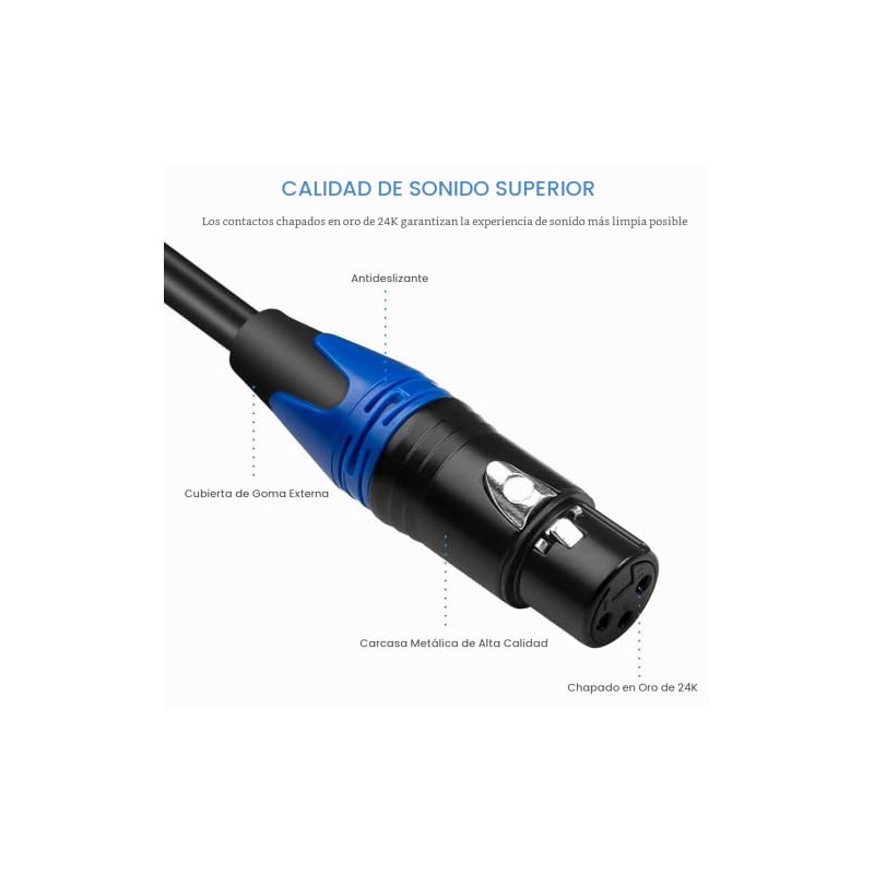 Cable de micrófono XLR hembra a TS mono de 1/4