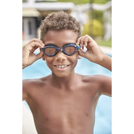 Zoggs Unisex-Youth Sea Demon Junior Lens Swimming Goggles, Black/Blue/Hologram, 6-14 years