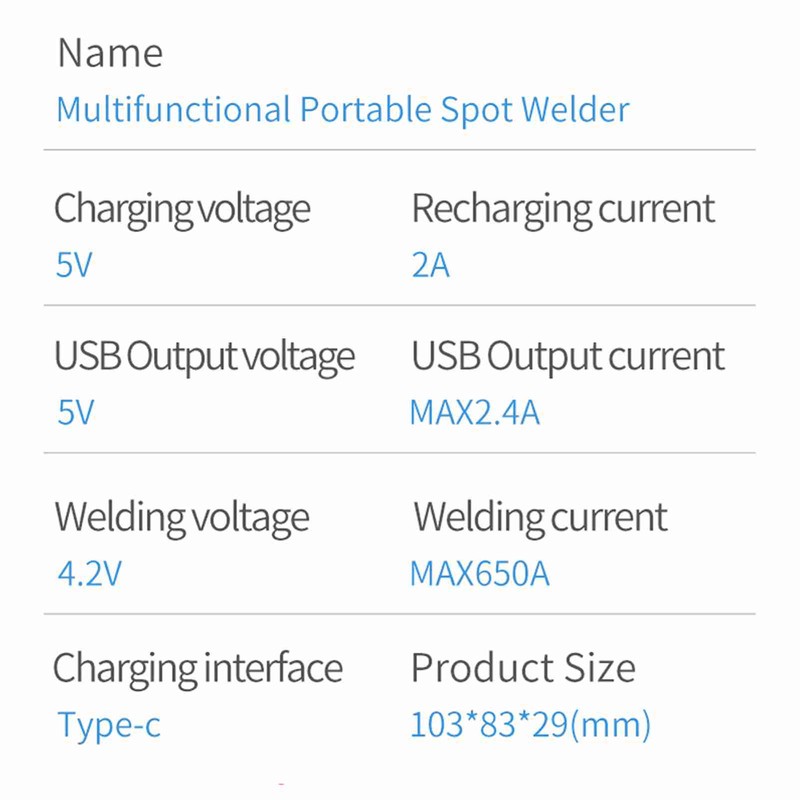 Mini Spot Welding Machine 30 Gears Power Adjustment 5500mAh Handheld