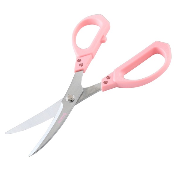 NIKUQ NQ-1000S Curved Scissors, 6.9 inches (175 mm), Pink
