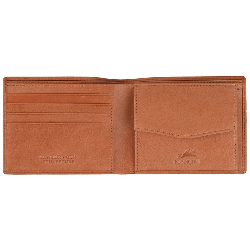 Mancini Bellagio Top Grain Leather RFID Secure Billfold with Coin