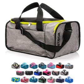Sports Bag Gym Holdall Men Women Duffel Shoulder Fitness Bag Swimming Pool Bag Travel Holiday Strap Cabin Luggage Weekender Overnight Camping Small 20L Large 40L (Neon Green/Grey Melange, 20 L)